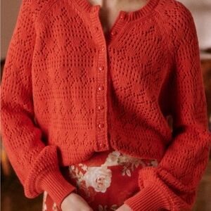 Sezane Capucine Cardigan in Coral Rose